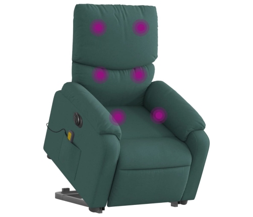 Sillón masaje eléctrico reclinable elevable tela verde oscuro