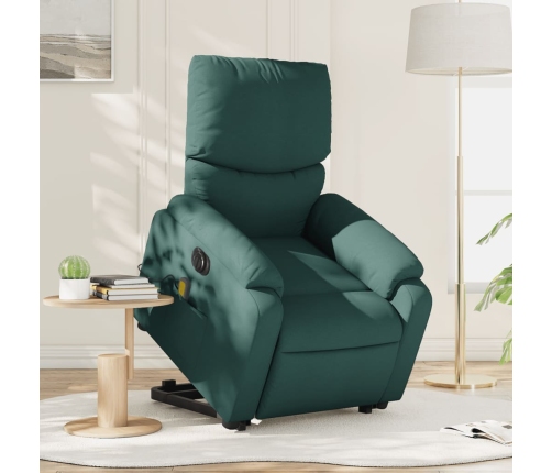 Sillón masaje eléctrico reclinable elevable tela verde oscuro