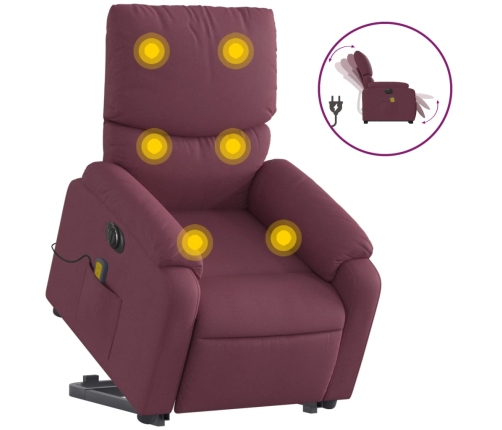 Sillón de masaje eléctrico reclinable elevable tela morado