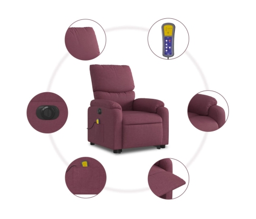 Sillón de masaje eléctrico reclinable elevable tela morado