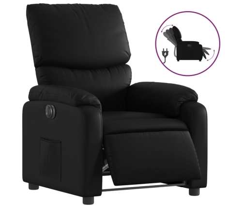 Sillón reclinable eléctrico de cuero sintético negro