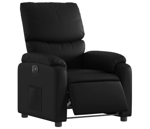 Sillón reclinable eléctrico de cuero sintético negro