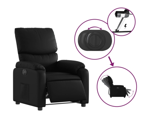 Sillón reclinable eléctrico de cuero sintético negro