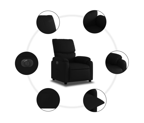 Sillón reclinable eléctrico de cuero sintético negro