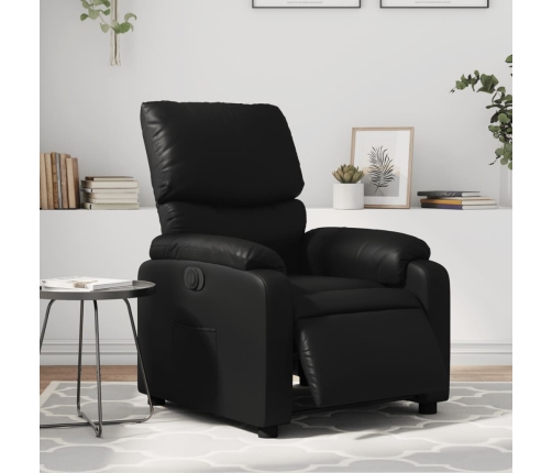 Sillón reclinable eléctrico de cuero sintético negro