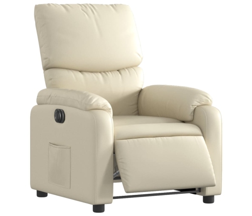 Sillón reclinable eléctrico de cuero sintético crema