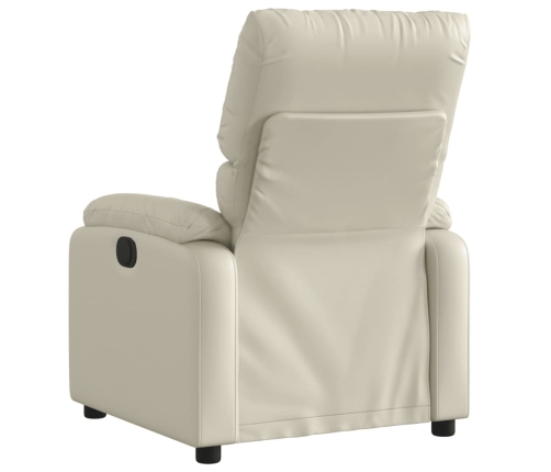 Sillón reclinable eléctrico de cuero sintético crema