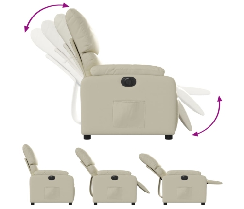 Sillón reclinable eléctrico de cuero sintético crema