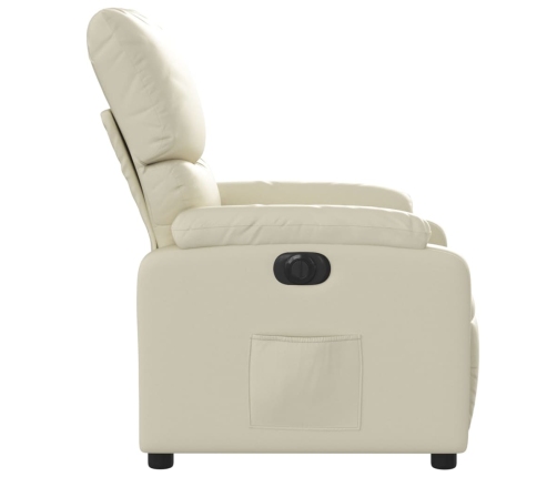 Sillón reclinable eléctrico de cuero sintético crema