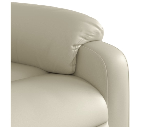 Sillón reclinable eléctrico de cuero sintético crema