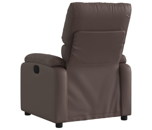 Sillón reclinable eléctrico de cuero sintético marrón