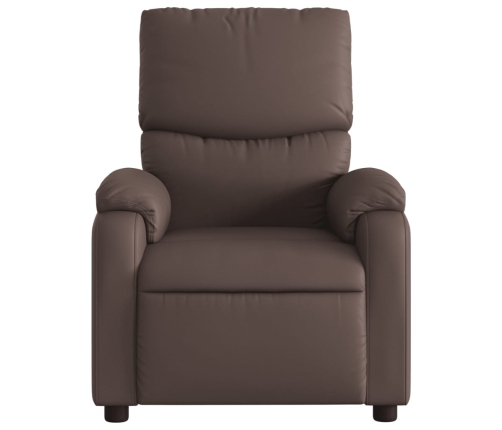 Sillón reclinable eléctrico de cuero sintético marrón