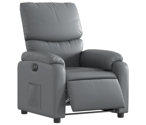 Sillón reclinable eléctrico de cuero sintético gris