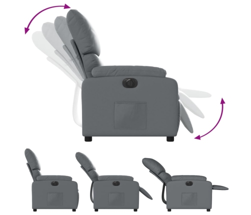 Sillón reclinable eléctrico de cuero sintético gris