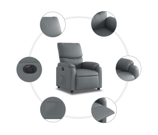 Sillón reclinable eléctrico de cuero sintético gris