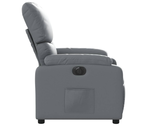 Sillón reclinable eléctrico de cuero sintético gris