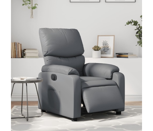 Sillón reclinable eléctrico de cuero sintético gris