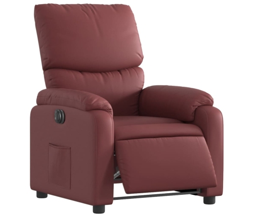 Sillón reclinable eléctrico de cuero sintético rojo tinto