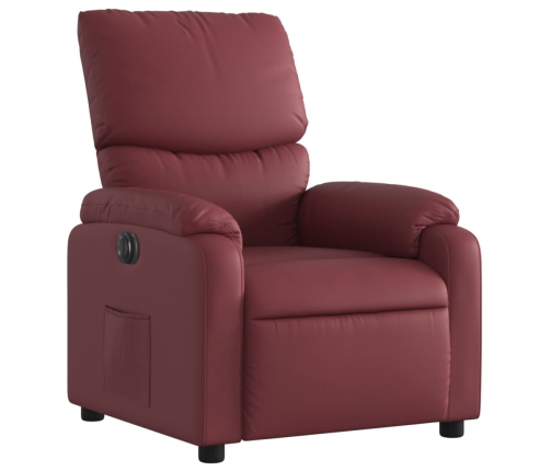 Sillón reclinable eléctrico de cuero sintético rojo tinto