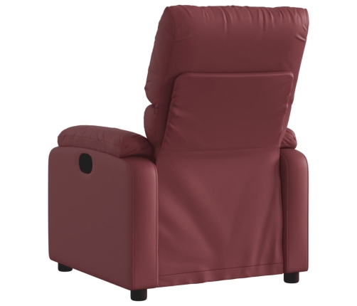 Sillón reclinable eléctrico de cuero sintético rojo tinto