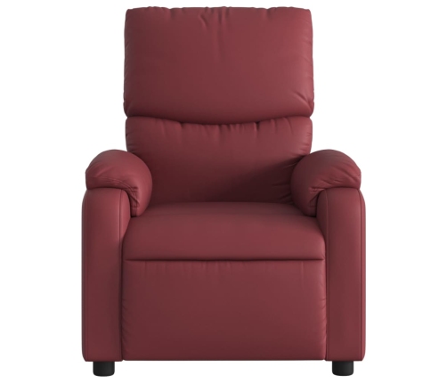 Sillón reclinable eléctrico de cuero sintético rojo tinto