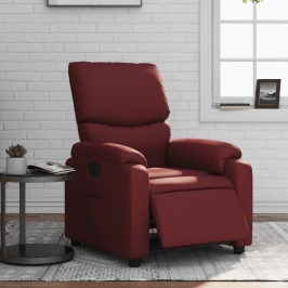 Sillón reclinable eléctrico de cuero sintético rojo tinto