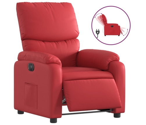 Sillón reclinable eléctrico de cuero sintético rojo