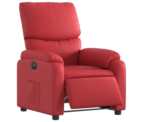 Sillón reclinable eléctrico de cuero sintético rojo