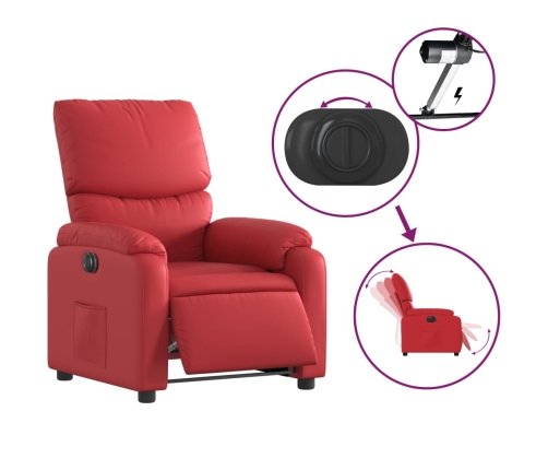 Sillón reclinable eléctrico de cuero sintético rojo