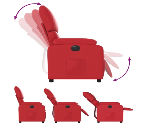 Sillón reclinable eléctrico de cuero sintético rojo