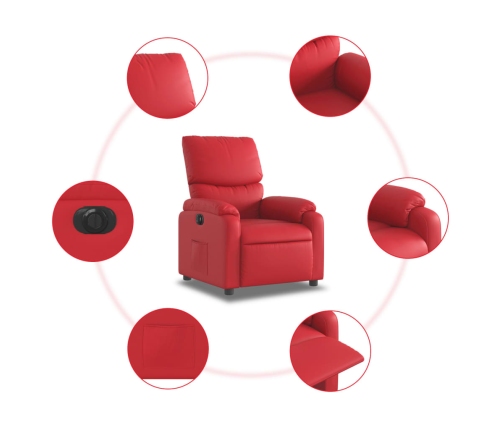 Sillón reclinable eléctrico de cuero sintético rojo