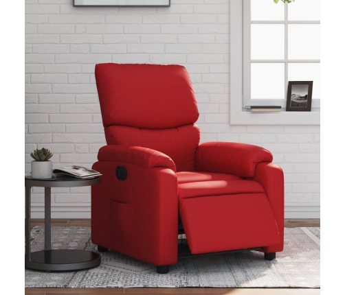 Sillón reclinable eléctrico de cuero sintético rojo