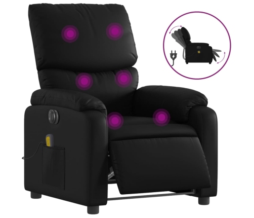 Sillón de masaje reclinable eléctrico cuero sintético negro