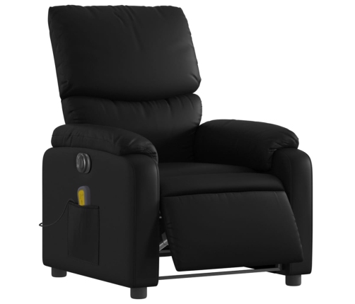 Sillón de masaje reclinable eléctrico cuero sintético negro