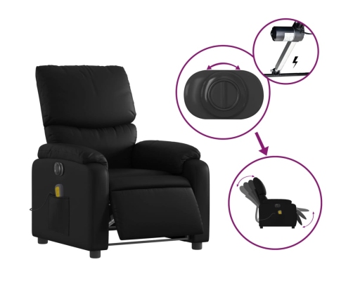 Sillón de masaje reclinable eléctrico cuero sintético negro