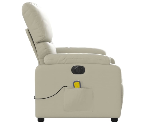 Sillón de masaje reclinable eléctrico cuero sintético crema