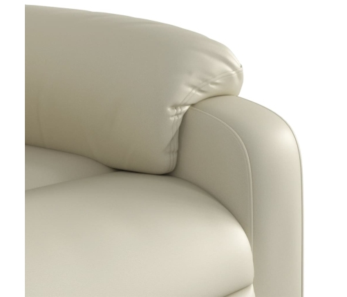 Sillón de masaje reclinable eléctrico cuero sintético crema