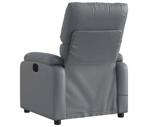 Sillón de masaje reclinable eléctrico cuero sintético gris