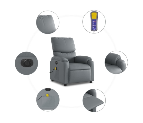 Sillón de masaje reclinable eléctrico cuero sintético gris