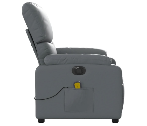 Sillón de masaje reclinable eléctrico cuero sintético gris