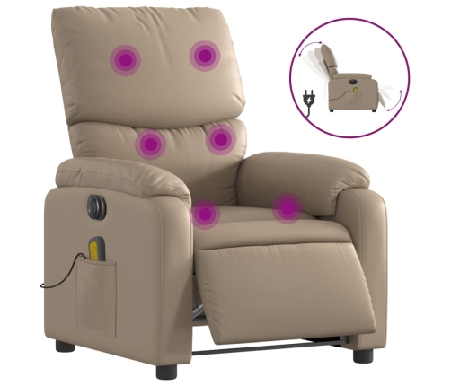 Sillón reclinable de masaje eléctrico cuero sintético capuchino