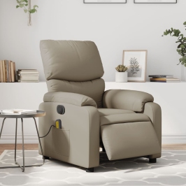 Sillón reclinable de masaje eléctrico cuero sintético capuchino