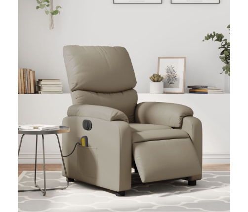 Sillón reclinable de masaje eléctrico cuero sintético capuchino