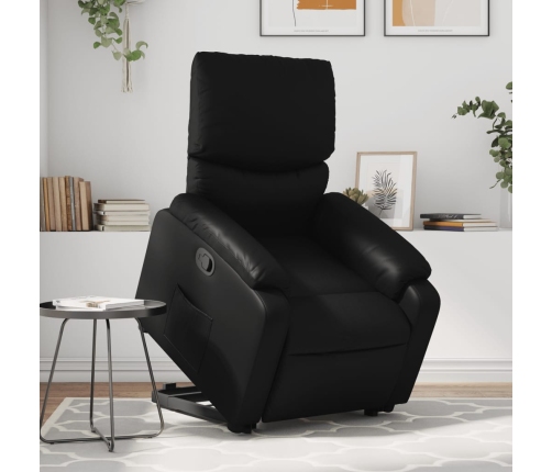 Sillón reclinable elevable cuero artificial negro