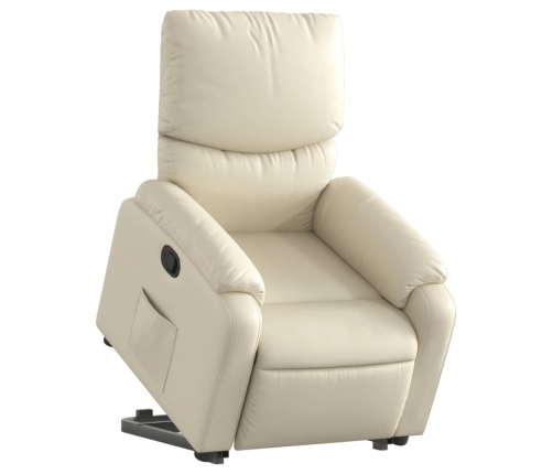 Sillón reclinable elevable cuero artificial color crema