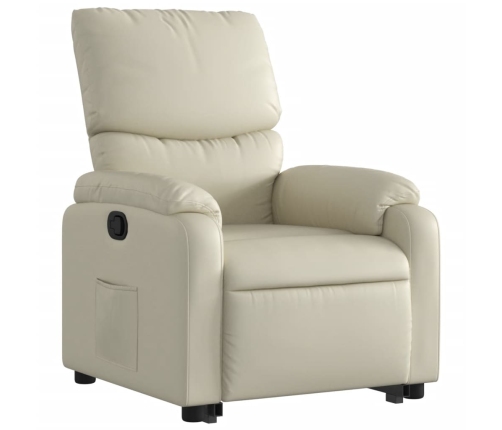 Sillón reclinable elevable cuero artificial color crema