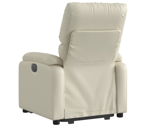 Sillón reclinable elevable cuero artificial color crema