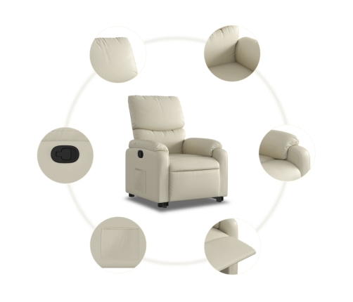 Sillón reclinable elevable cuero artificial color crema