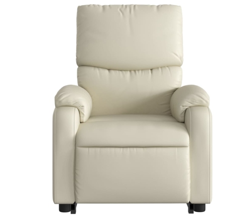 Sillón reclinable elevable cuero artificial color crema