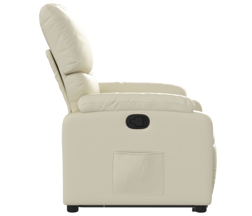 Sillón reclinable elevable cuero artificial color crema